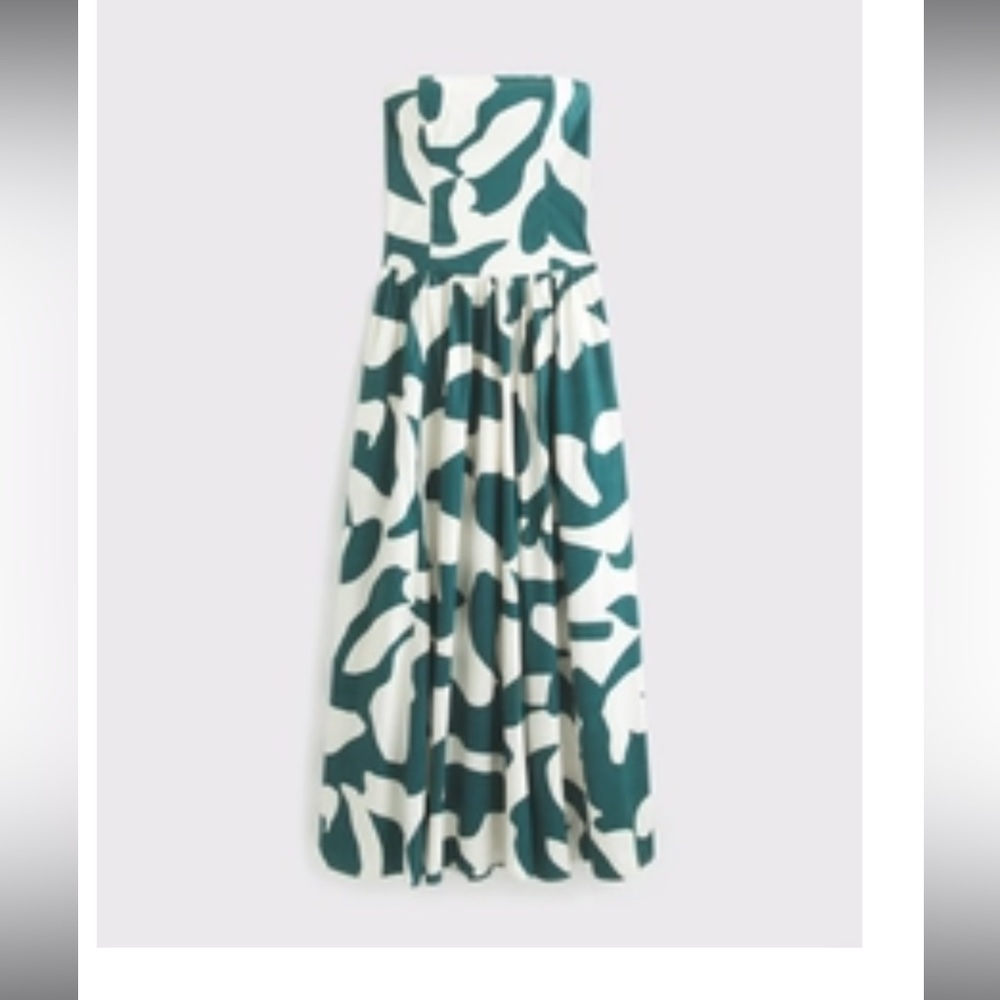 Abercrombie & Fitch Teal and White Strapless Maxi Dress